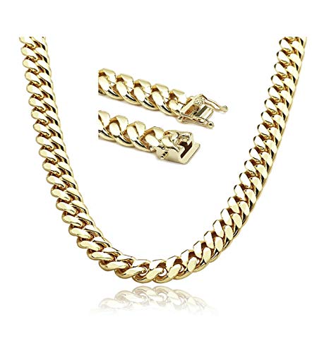 【中古】【未使用・未開封品】メンズ ゴールドチェーンネックレス [ 厚さ14mm マイアミキューバンリンク ] 他のチェーンよりも20倍以上の14カラットメッキ 純金製の外観と感触