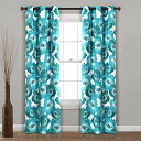 【中古】【未使用・未開封品】Julie Floral Insulated Grommet Blackout Window Curtain Panels Blue/Teal 38X95 Set
