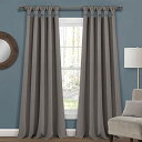 【中古】【未使用・未開封品】Lush Dcor Insulated Knotted Tab Top Blackout Window Curtain Panels Dark Gray 52X84 Set