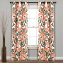 【中古】【未使用・未開封品】Julie Floral Insulated Grommet Blackout Window Curtain Panels Coral/Gray 38X95 Set