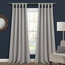 【中古】【未使用・未開封品】Lush Dcor Insulated Knotted Tab Top Blackout Window Curtain Panels Light Gray 52X84 Set