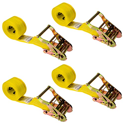 US Cargo Control ? エンドレスラチェットストラップ ? 幅2インチ × 長さ10フィート ? イエローラチェットストラップ ? ワイドハンドルラチ