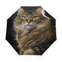 【中古】【未使用・未開封品】Bolaz コンパクトトラベル傘 Maine Coon Cat 自動開閉傘 防風 紫外線対策