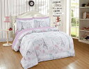 【中古】【未使用・未開封品】Better Home Style ピンク ホワイト グレー ブルー フローラル パリ エッフェル塔 ボンジュール フラワー デザイン 掛け布団 寝具5点セット 寝具