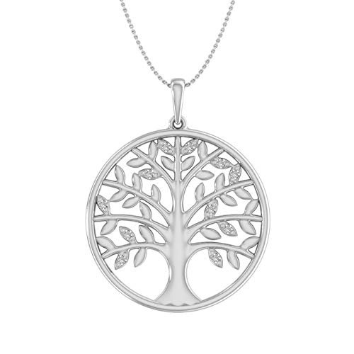 【中古】【未使用・未開封品】0.05カラット ダイヤモンド 生命の樹 ペンダント ネックレス 925スターリングシルバー - IGI認定