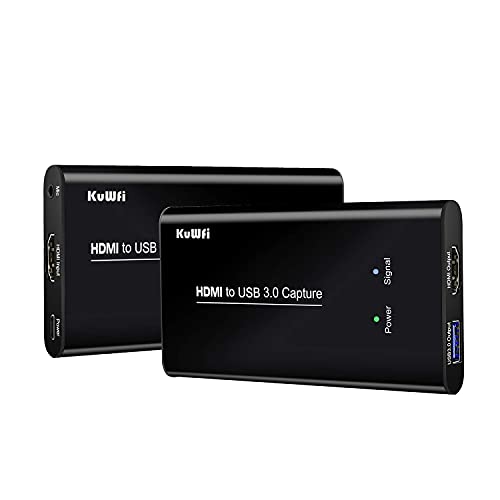 【中古】【未使用・未開封品】KuWFi オーディオビデオキャプチャカード USB 3.0 HDMI ビデオキャプチャデバイス フルHD 1080P ゲーム録画用 ライブストリーミング配信 マイク
