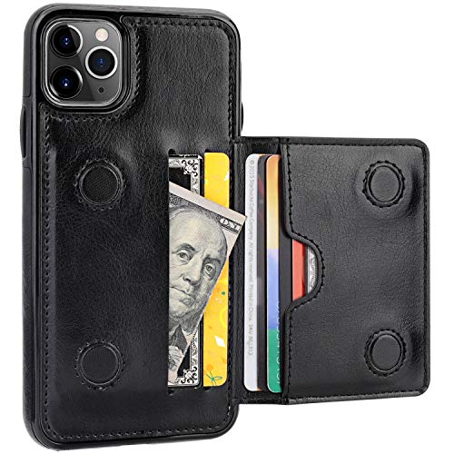 【中古】【未使用・未開封品】KIHUWEY iPhone 11 Pro Max ウォレットケース クレジットカードホルダー プレミアムレザー キックスタンド 耐久性 耐衝撃 保護カバー iPhone 11