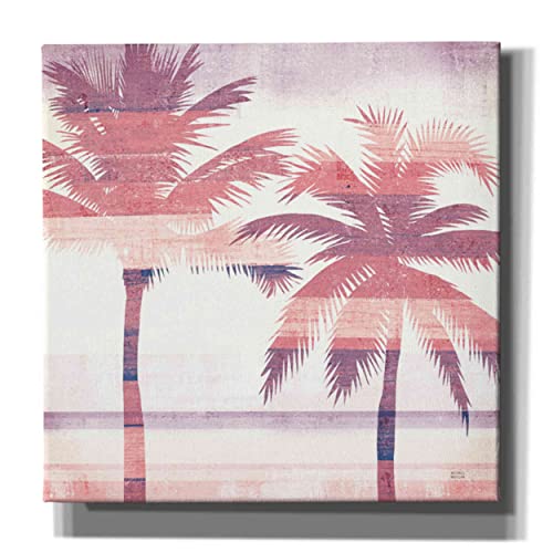 【中古】【未使用・未開封品】Michael MullanによるEpic Graffiti 'Beachscape Palms III Pink Purple' ジークレーキャンバスウォールアート 26" x 26" ピンク EPIC-CA2626252