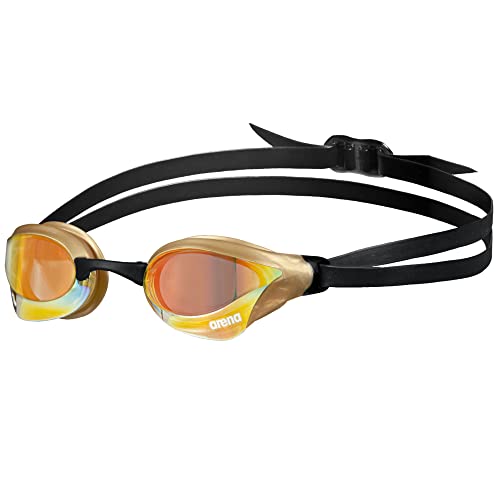 【中古】【未使用 未開封品】Arena Cobra Core Swim Goggles for Men and Women, Yellow Copper-Gold, Swipe Anit-Fog Mirror Lens (New)