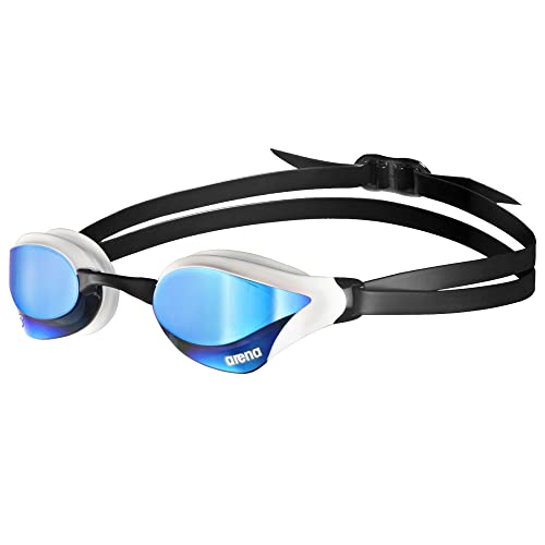 【中古】【未使用 未開封品】Arena Cobra Core Swim Goggles for Men and Women, Blue-White, Swipe Anit-Fog Mirror Lens (New)