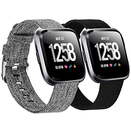 【中古】【未使用・未開封品】Welltin 2パックバンド Fitbit Versa/Fitbit Versa 2 / Fitbit Versa Lite対応 レディース メンズ 通気性織布ストラップ 調節可能な交換用リスト