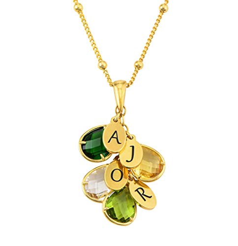 Pearl - 【中古】【未使用・未開封品】MyNameNecklace パーソナライズ ドロップネックレス スターリングシルバー 925 ガラス 誕生石 お母さん用 カスタムイニシャル入り