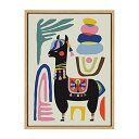 【中古】【未使用・未開封品】Kate and Laurel Sylvie Llama Mesatawe Framed Canvas by Rachel Lee,...