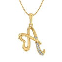 【中古】【未使用・未開封品】ダイヤモンド イニシャル文字 ペンダント ネックレス 14K イエローゴールド (シルバーチェーン付き)(4)