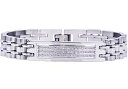 【中古】【未使用・未開封品】Blackjack Jewelry メンズ ステンレススチール IDリンクブレスレット キュービックジルコニア