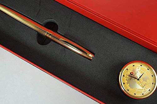 【中古】【未使用・未開封品】Sheaffer Sagaris 23KT ゴールド ミディアムポイント 万年筆 22KT ゴールドバレル アポイントメント マッチングシーファーデスククロック
