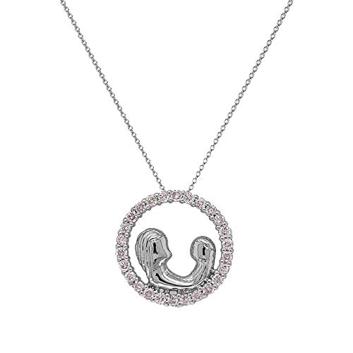 【中古】【未使用・未開封品】TriJewels AGS認定 ラウンドダイヤモンド 1/4カラット レディース 母子 ペンダント ネックレス 14K ホワイトゴールド