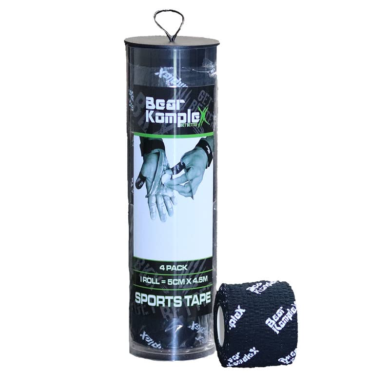 Bear KompleX アスレチックスポーツテープ、4パックの粘着性ラップ、5センチテープ、耐汗性、通気性、滑り止め、持ち上げ、クロスフィット、フッ