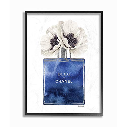 【中古】【未使用・未開封品】Stupell Industries Fashioner Perfume Flower Blue Watercolor、アーティストAmanda Greenwoodによるデザイン、11 x 14、ブラックフレーム