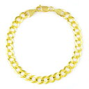 【中古】【未使用・未開封品】Nuragold 10Kイエローゴールド 7mm ソリッドキューバカーブリンクチェーンブレスレット メンズジュエリー ロブスタークラ...