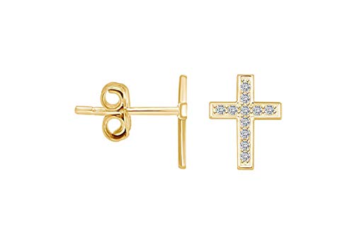 【中古】【未使用・未開封品】上品で小さなクロスアンカー ファイン スタッドイヤリング 14Kイエローゴ..