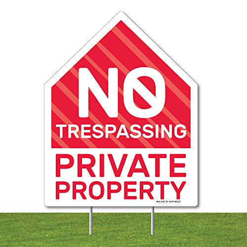 【中古】【未使用・未開封品】Big Dot of Happiness No Trespassing - アウトドア 芝生サイン - Private Property Yard Sign - 1ピース