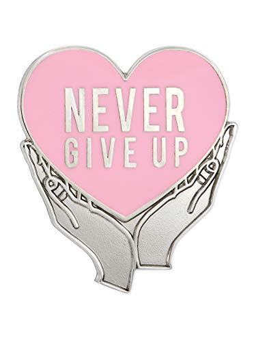 【中古】【未使用・未開封品】PinMart Never Give Up ピンク 乳がん啓発 ハート エナメル ラペルピン 100