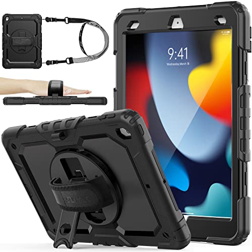【中古】【未使用 未開封品】SEYMAC stock iPad 10インチケース 耐衝撃 保護フィルム付き ペン収納 360°回転スタンド ハンドストラップ ショルダーストラップ 全面保護カバ