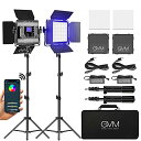 【中古】【未使用・未開封品】GVM RGB LEDビデオライト アプリコントロール付き撮影用照明 800Dビデオ照明キット YouTubeスタジオ用 LEDパネルライト2パック 3200K-5600K 8種