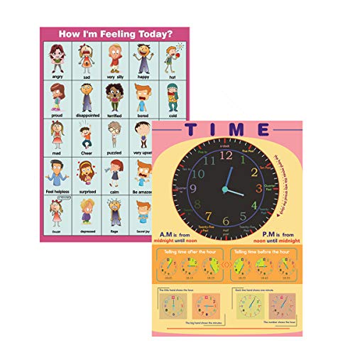 【中古】【未使用・未開封品】「How I'm Feeling Today?」と「Telling Time」のポスターのセット。幼児..