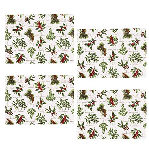 【中古】【未使用・未開封品】C&F Home 冬 植物 フォレストグリーン 13 x 19インチ 長方形 コットン生..