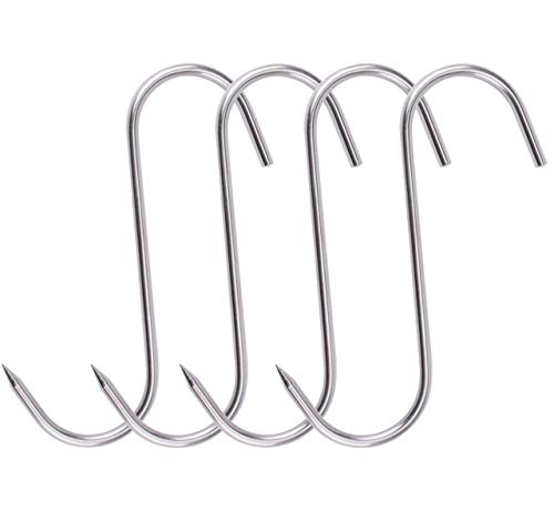 【中古】【未使用・未開封品】HONSHEN 肉フック 8インチ 6mm S字フック ステンレススチール 壁掛け処理..
