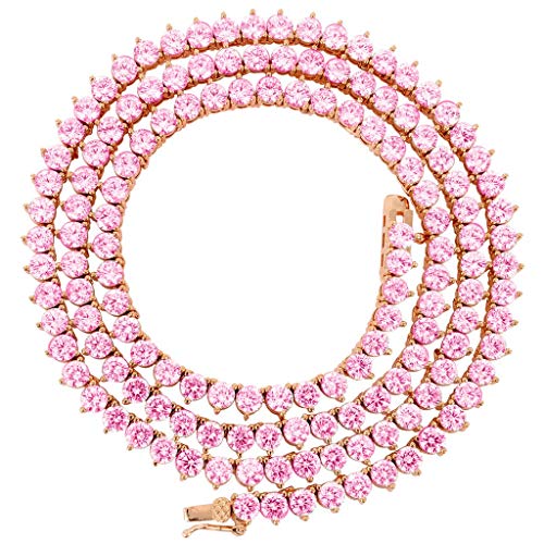【中古】【未使用・未開封品】Bling Bling NY ユニセックス ローズゴールド仕上げ 1列 テニス ネックレ..