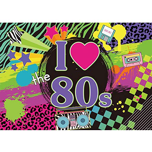 【中古】【未使用・未開封品】Allenjoy I Love The 80年代パーティー背景 80年代風 誕生日 ダンス 音楽ディスコ レター ヒップホップ パーティー ケーキ テーブル 壁装飾 バナ