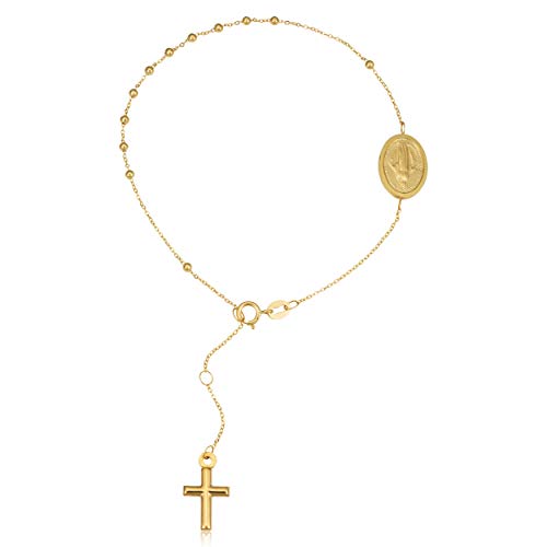 Moonstone - 【中古】【未使用・未開封品】KoolJewelry 18K イエローゴールド ロザリオ ブレスレット レディース (7インチまたは7.75インチまたは8.25インチに調節可能, 金属, 不明