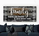 【中古】【未使用・未開封品】Sense Of Art | Family is Where Life Begins and Love Never Ends 引用句 | 木製フレームキャンバス | すぐに壁に掛けられる 家庭やキッチンの