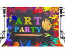 【中古】【未使用・未開封品】アートペイント 背景 アートペイント パーティー ペインティング スプラッター 写真 背景 グラフィティ 壁 写真 背景 レインボー ブラシ MEETSIO