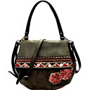 【中古】【未使用・未開封品】スパンコール 装飾 フラワーパッチ ボヘミアン PUレザー 2ウェイ ラージ トートバッグ 財布 US サイズ: M カラー: グリ...