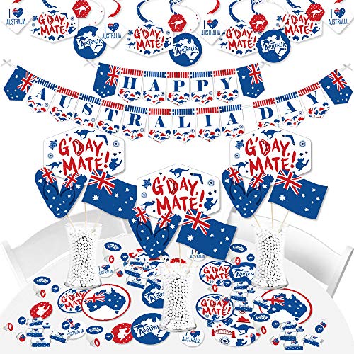 【中古】【未使用・未開封品】Big Dot of Happiness Australia Day - G'Day Mate Aussie Party Supplies - バナーデコレーションキット - バンドルバンドル