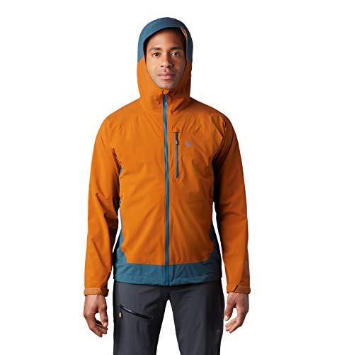 Mountain Hardwear Men’s Stretch Ozonic Jacket Waterproof Breathable for Hiking, Backpacking, and Everyday - Rust Earth - Small
