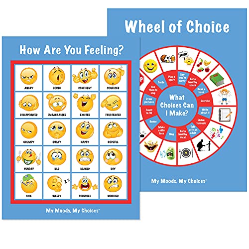 【中古】【未使用・未開封品】「どんな気分ですか？」 「Wheel of Choice」のポスター。20種類のムード/感情。教育/学習ツール。ポスター2枚入り。 Emoji - Small (12x16 inch