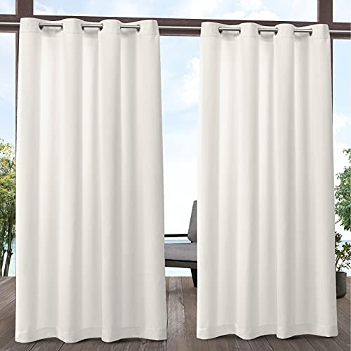 Exclusive Home Curtains Biscayne インドア/アウトドア ツートーン テクスチャードグロメットトップ カーテンパネル ペア 54x96 アイボリー