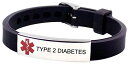 【中古】【未使用・未開封品】「TYPE 2 DIABETES」メディカルアラートリストバンドブレスレット - 調節可能