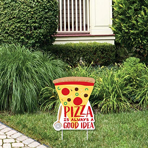 【中古】【未使用・未開封品】Big Dot of Happiness Pizza Party Time - アウトドア 芝生サイン - ベビーシャワーまたは誕生日パーティー ヤードサイン - 1個