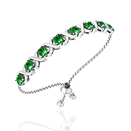 【中古】【未使用・未開封品】Belinda Jewelz レディース クラシック 美しい 925スターリングシルバー スパークリング宝石 調節可能 XO ボロ テニスブレスレット バングル フ