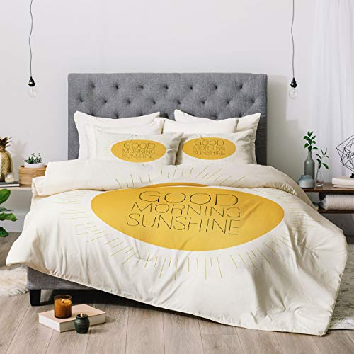 【中古】【未使用・未開封品】Deny Designs Allyson Johnson Morning Sunshine 掛け布団セット 枕カバー付き フル/クイーン イエロー