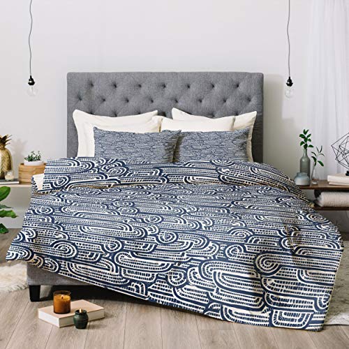 【中古】【未使用・未開封品】Deny Designs ダッシュとアッシュ ドリフト 掛け布団セット 枕カバー付き キング ブルー