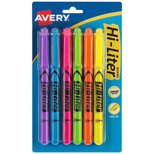 【中古】【未使用・未開封品】Avery 23585 ペンスタイル蛍光ペン 油性インク チゼルチップ 6色詰め合わせ 6パック
