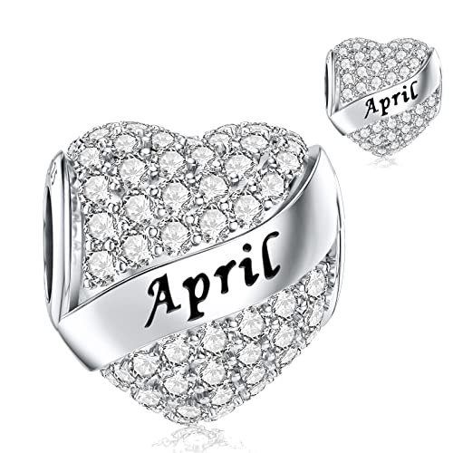 【中古】【未使用・未開封品】4月誕生石チャーム スターリングシルバー Happy Birthday ハートビーズチャーム パンドラブレスレット用 ギフトボックス...