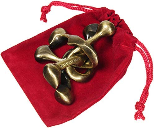 Trinity Hanayama Cast Metal Brain Teaser Puzzle, New 2018 Design, Level 6 Difficulty Rating, Bonus Red Velveteen Drawstring Pouch ||||